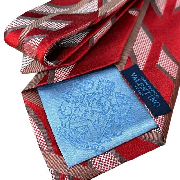 GIANFRANCO VALENTINO Men’s Silk Tie, 3.5” (W) - Red - Picture 3 of 3